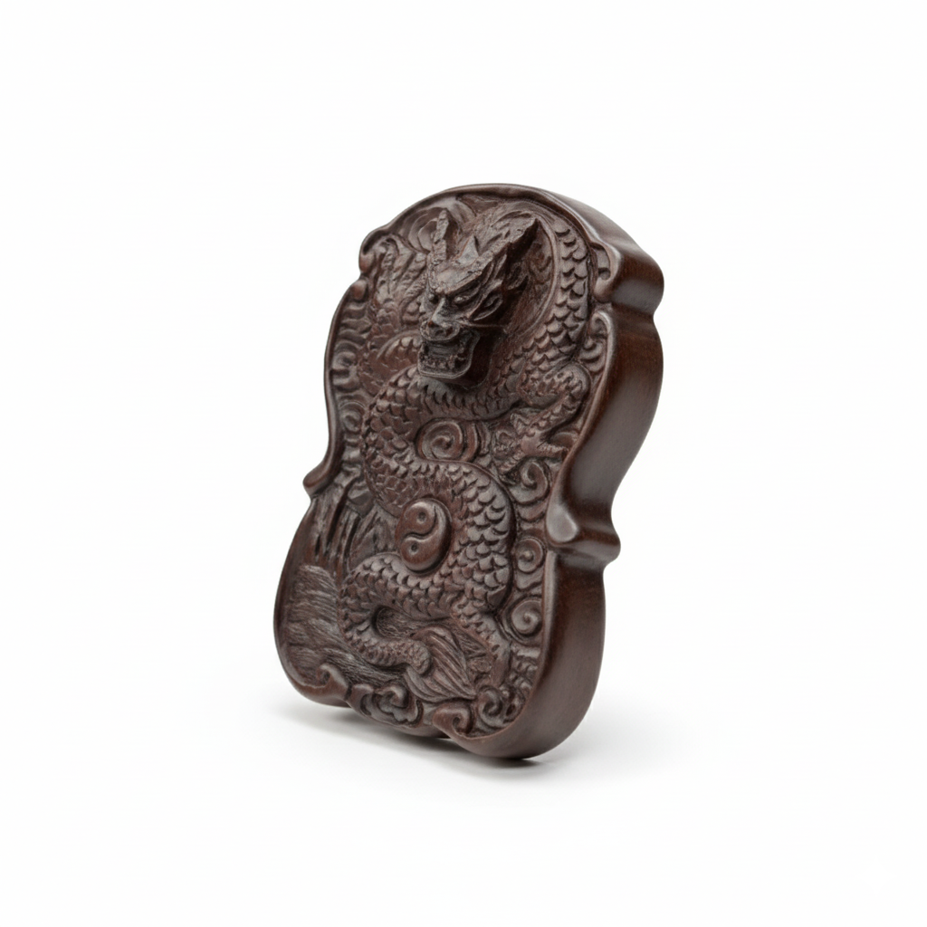 Hand-Carved Thunder-Struck Wood Talisman Collection: Dragon, Guan Yu & Ancient Symbols