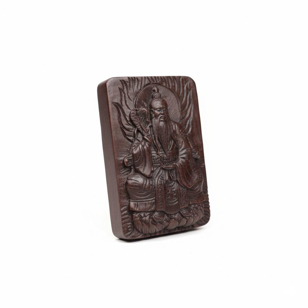 Hand-Carved Thunder-Struck Wood Talisman Collection: Dragon, Guan Yu & Ancient Symbols