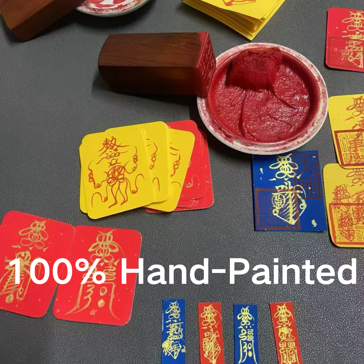 Master's Hand-Painted Cinnabar Talisman Pendant (Thangka Style)
