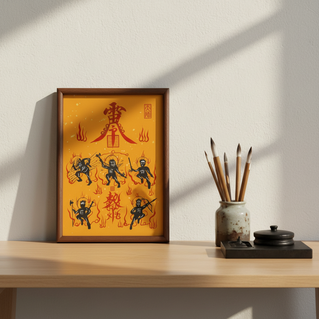 Master's Hand-Painted Desktop Talisman: Solid Wood Framed Art (Consecrated)