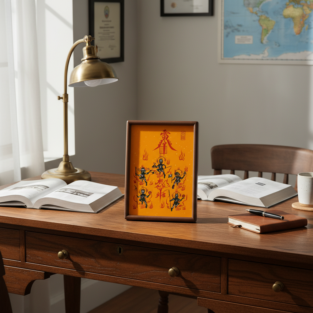 Master's Hand-Painted Desktop Talisman: Solid Wood Framed Art (Consecrated)