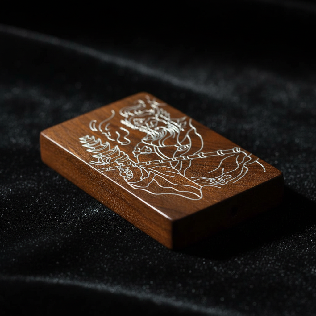Silver-Inlaid Thunder Wood Talisman: Handcrafted Masterpiece (Wealth & Protection)