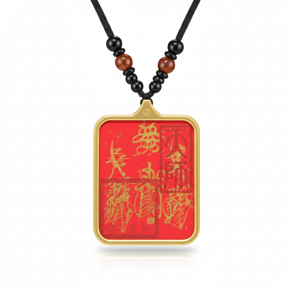 Master's Hand-Painted Cinnabar Talisman Pendant (Thangka Style)
